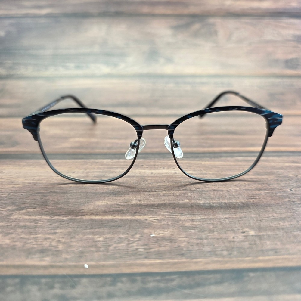 Adin Thomas Europa AT-440 C1 Eyeglasses Blue Black‎ Gunmetal Cat Eye 50-17-135